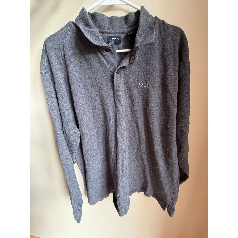 IZOD Long Sleeve Polo Shirt – Men's Large – Gray